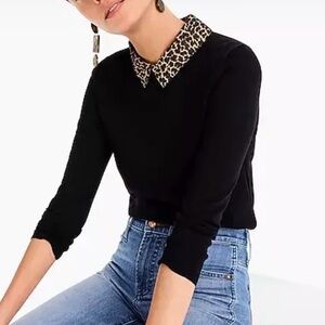 J Crew Tippi sweater with leopard collar